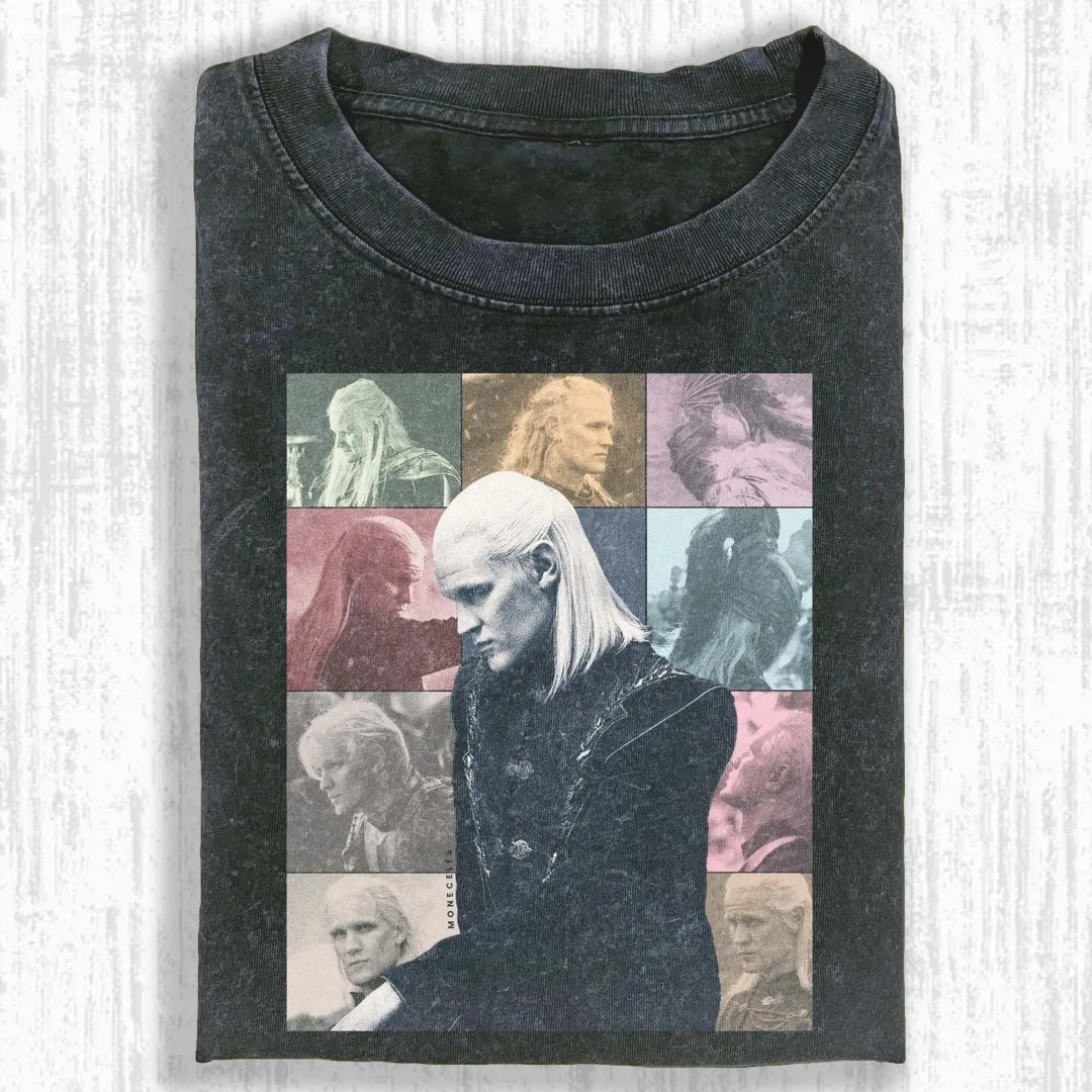 RETRO WHITE‑HAIR WARRIOR T-SHIRT