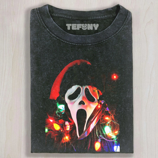 GHOSTFACE COVERED WITH CHRISTMAS LIGHTS TEE & SWEAT & HOOD