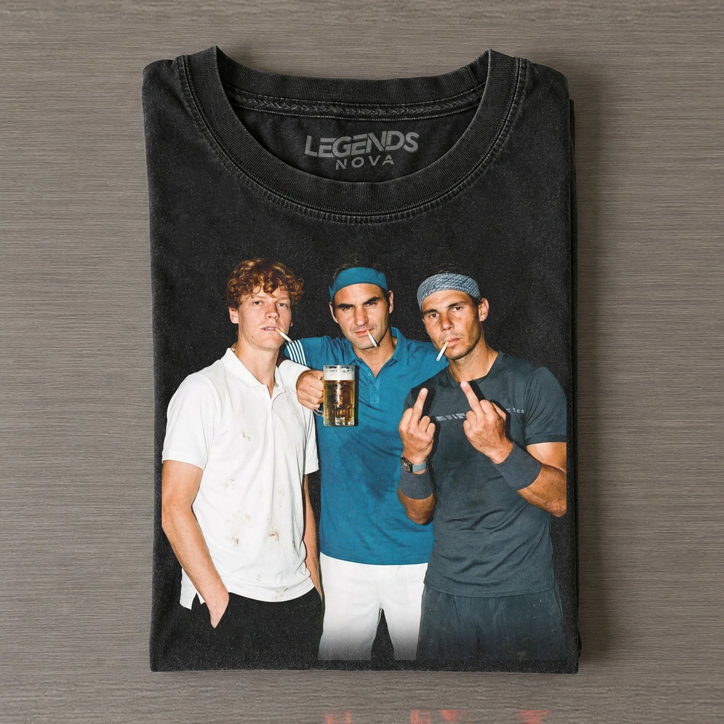 Jannik Sinner & Roger Federer & Rafael Nadal Tennis legend graphic T-shirt
