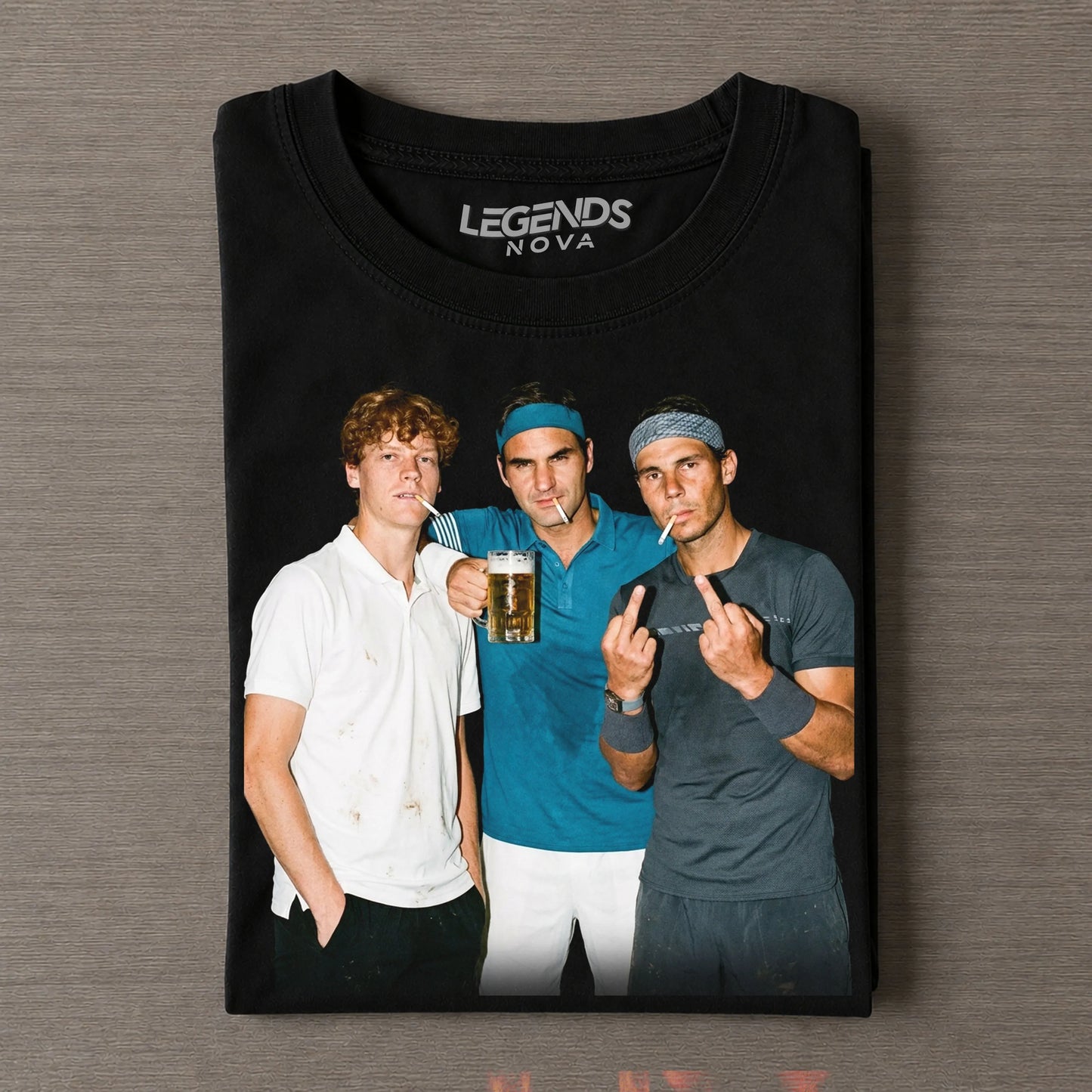 Jannik Sinner & Roger Federer & Rafael Nadal Tennis legend graphic T-shirt