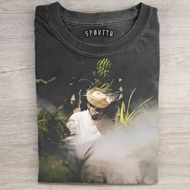 Bad Bunny Straw Hat Puerto Rico Vibes Super Bowl Tee