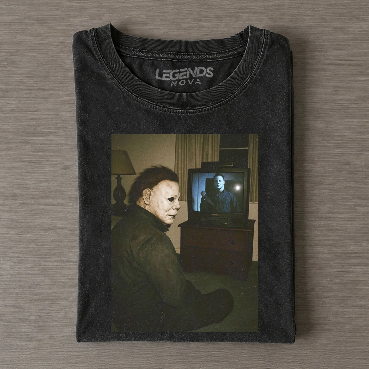 Michael Myers Watching Horror Movie Vintage Tee