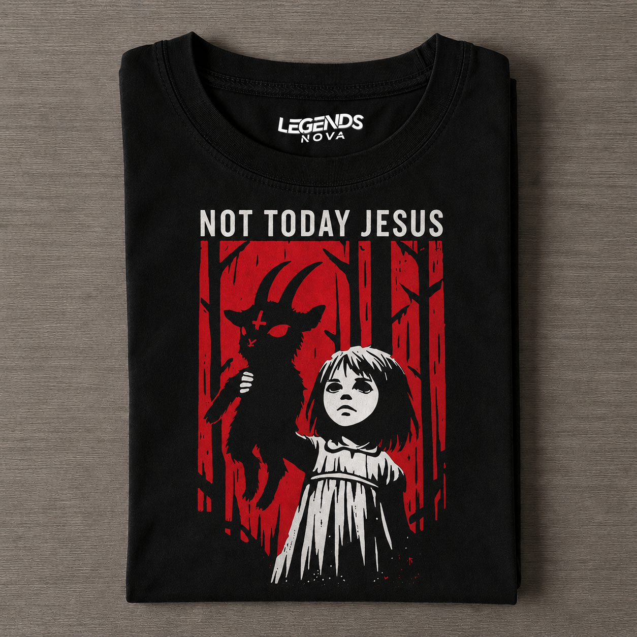 "Not Today Jesus" Baphomet Goat Design Gothic Unisex Graphic T-Shirt