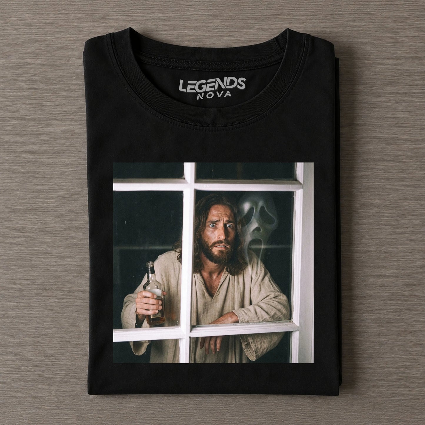 Funny Jesus With Whiskey Scream Horror T-Shirt